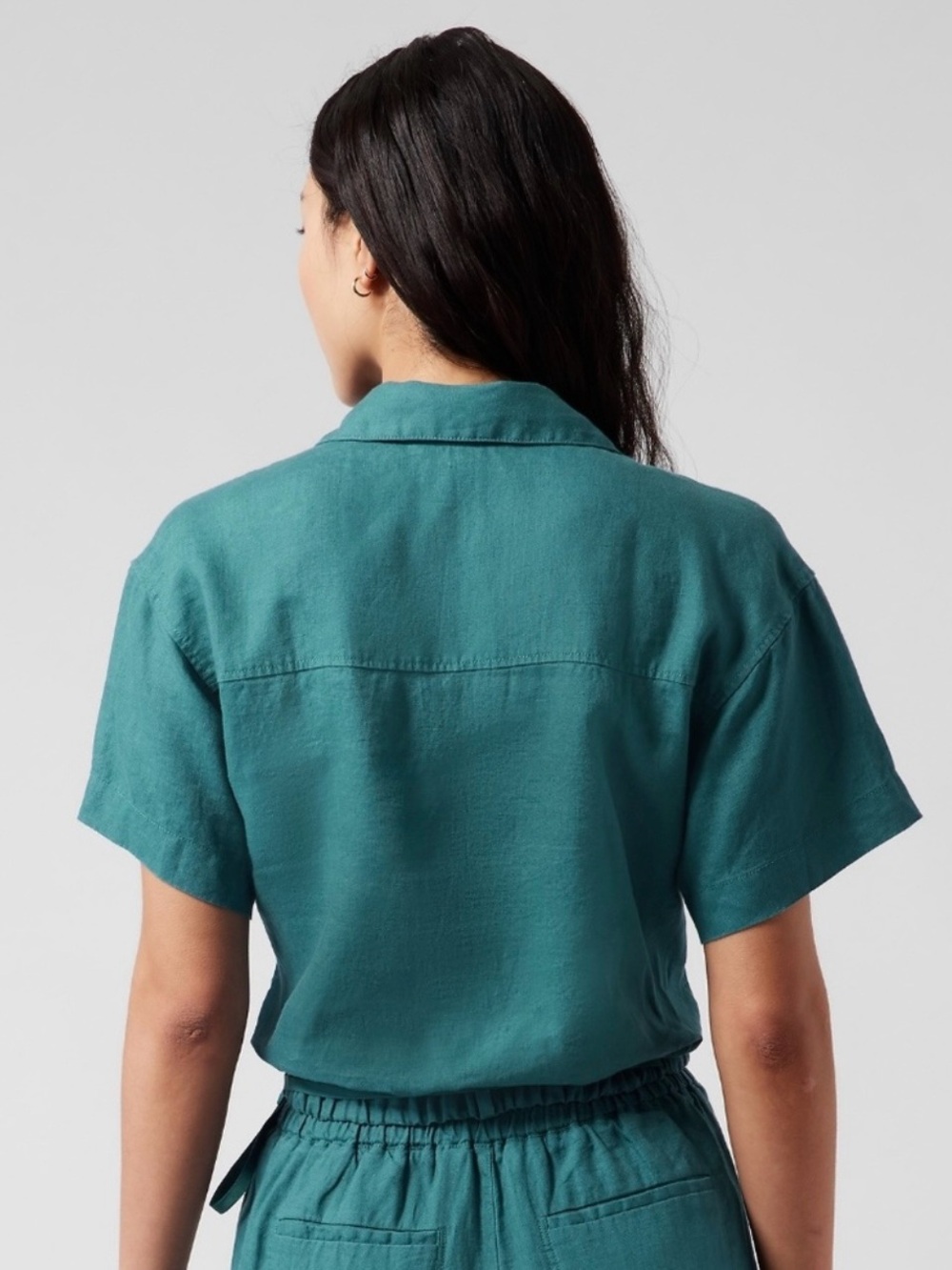 Athleta Teal Linen Wrap Blouse Size Xsmall - Picture 4 of 9